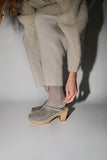 No.6 Dakota Shearling Clog on High Heel in Smoke Suede and Cloud