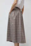 No.6 Nic Skirt in Light Grey Large Plaid with Purple Stripe