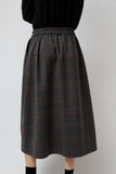 No.6 Nic Skirt in Small Dark Grey and Orange Plaid