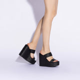 Pamela Wedge In Black Raffia