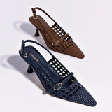 Ines Macrame Pump In Navy Leather