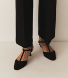 TABITHA T STRAP HEEL -- BLACK SUEDE