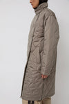 TAION Military Breasted Long Down Jacket in Light Mocha