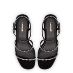 Gio Crystal Sandal In Black Suede